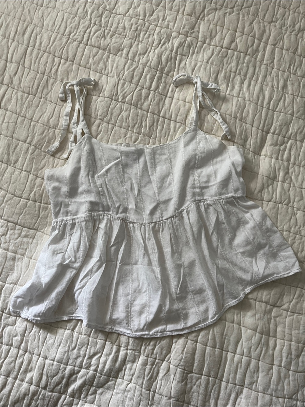 Old Navy White Tie-Shoulder Peplum Cami